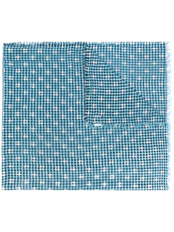 Faliero Sarti Checked Polka-dot Scarf - Blue