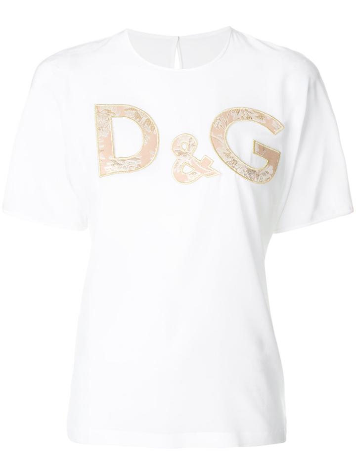 Dolce & Gabbana Floral Brocade Logo T-shirt - White