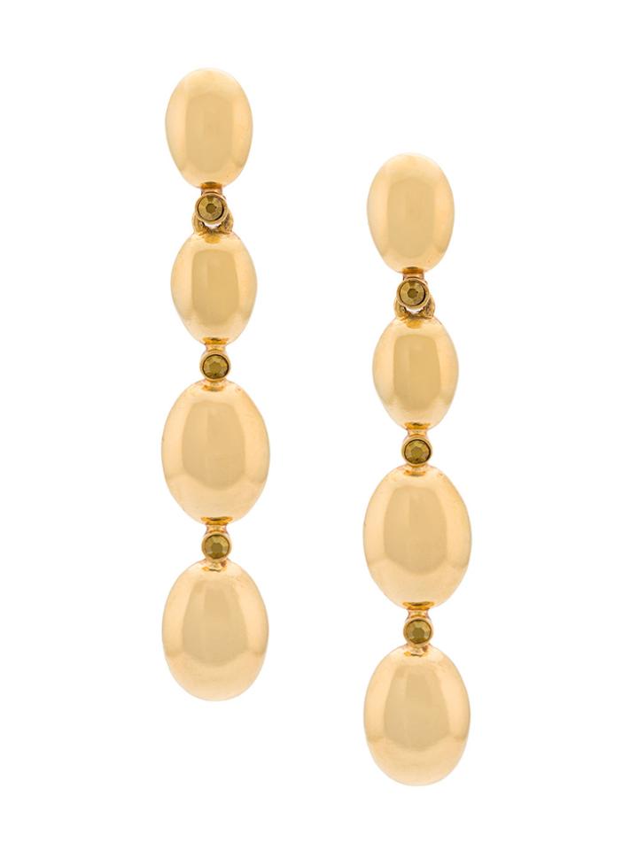 Oscar De La Renta Long Drop Earrings - Yellow & Orange