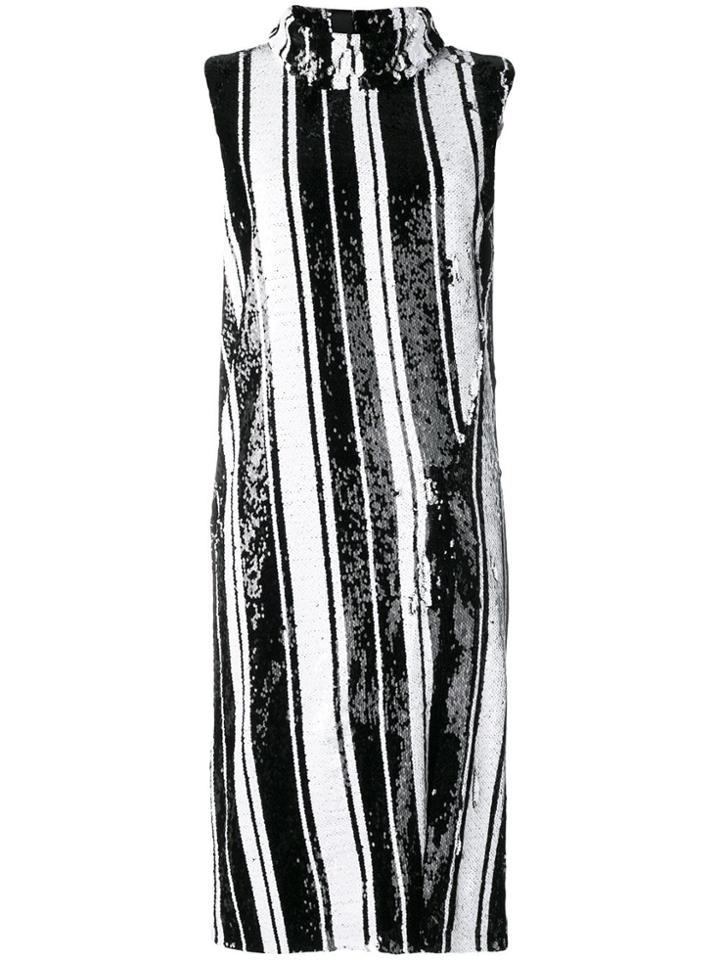 Halpern Striped Sequin Dress - Black