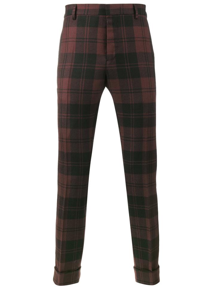 Valentino - Tartan Trousers - Men - Cotton/viscose/virgin Wool - 48, Red, Cotton/viscose/virgin Wool