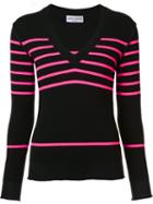 Sonia Rykiel Striped V-neck Sweater, Women's, Size: Xs, Black, Polyamide/polypropylene/wool