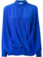 Moschino Draped Shirt, Women's, Size: 38, Blue, Silk