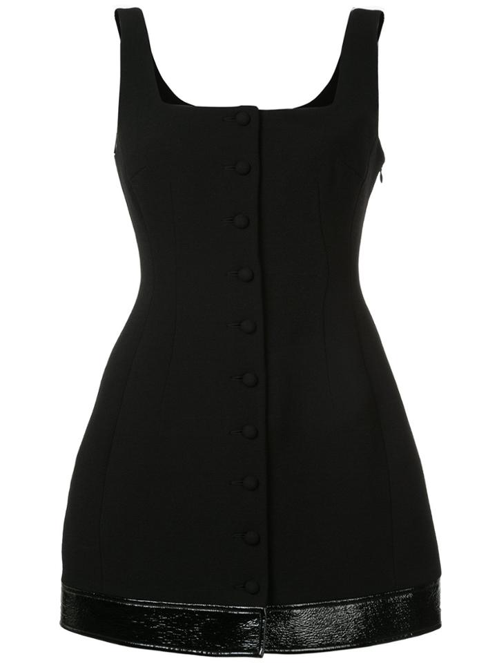 Sara Battaglia Faux-leather Trim Dress - Black