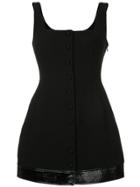 Sara Battaglia Faux-leather Trim Dress - Black