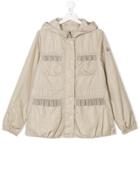 Moncler Kids Teen Ruffled Pocket Hooded Jacket - Nude & Neutrals