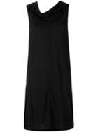 Rick Owens Lilies - Draped Neck Flared Dress - Women - Cotton/polyamide/viscose - 38, Women's, Black, Cotton/polyamide/viscose