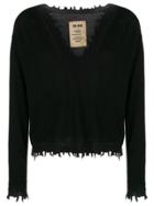 Uma Wang Frayed Trim Sweater - Black