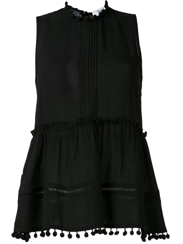 Blugirl - Pom Pom Trim Tank Top - Women - Viscose - 46, Black, Viscose