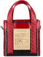 Balenciaga Scaffold Tote Bag, Women's, Red, Cotton/leather