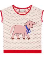 Gucci Intarsia Lamb Sleeveless Jumper - White