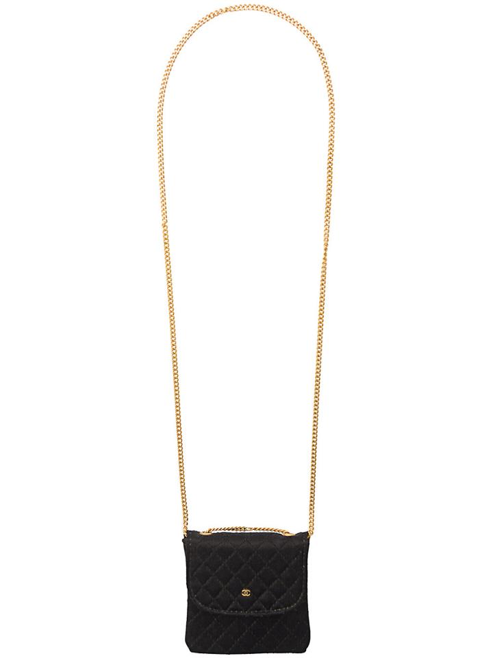 Chanel Vintage Quilted Mini Bag Necklace - Black