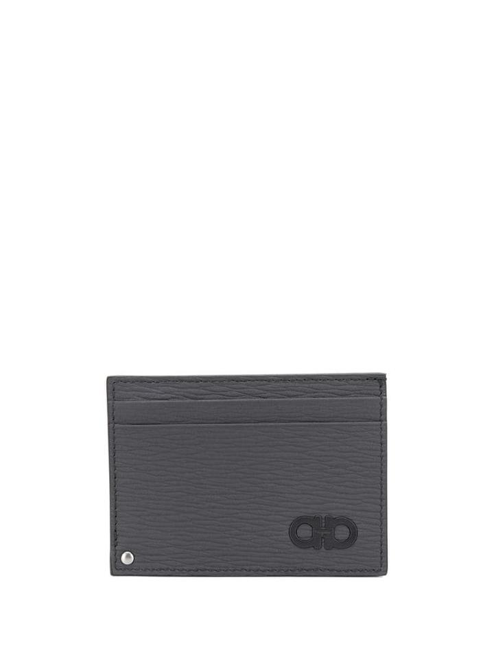 Salvatore Ferragamo Textured Logo Cardholder - Grey
