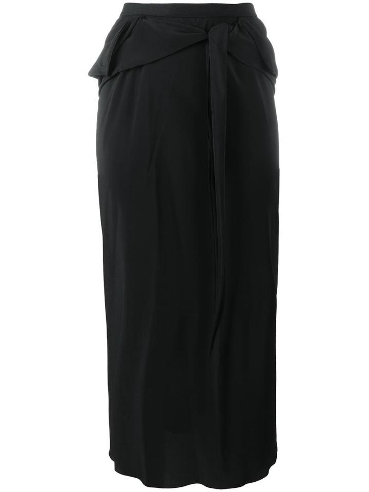 Rick Owens Tied Front Straight Skirt, Women's, Size: 40, Black, Acetate/silk