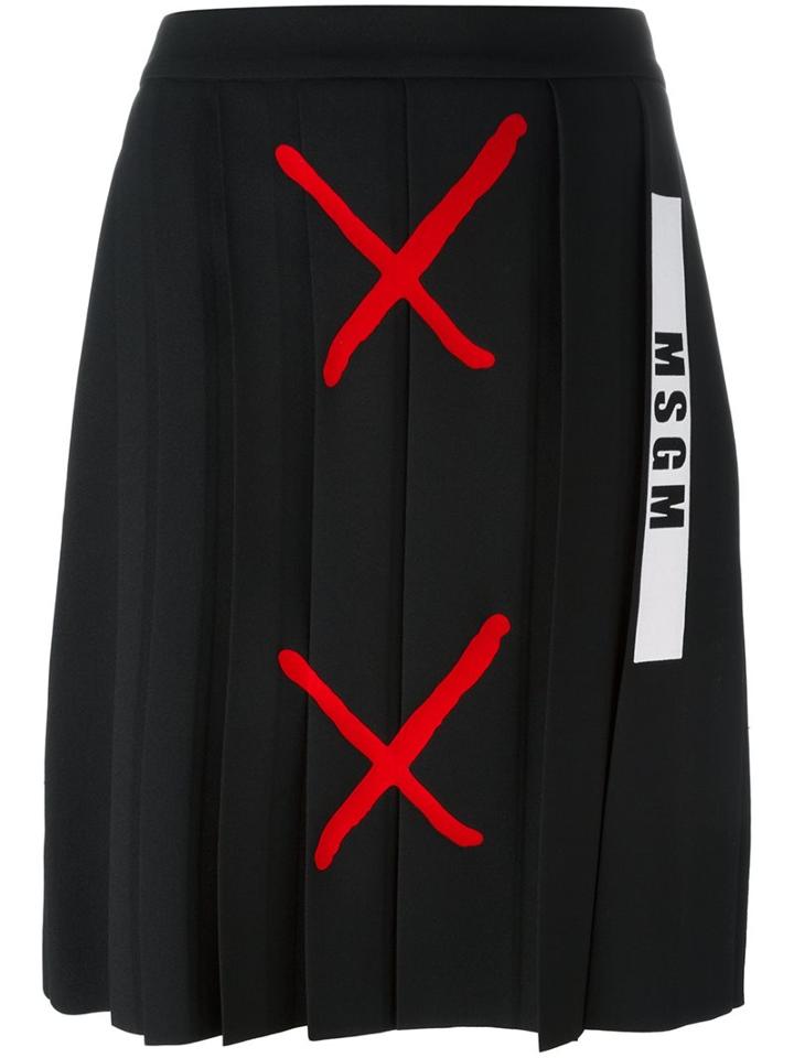 Msgm Logo Print Skirt, Women's, Size: 42, Black, Polyester