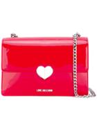 Love Moschino Logo Heart Shoulder Bag, Women's, Red, Polyurethane/metal (other)