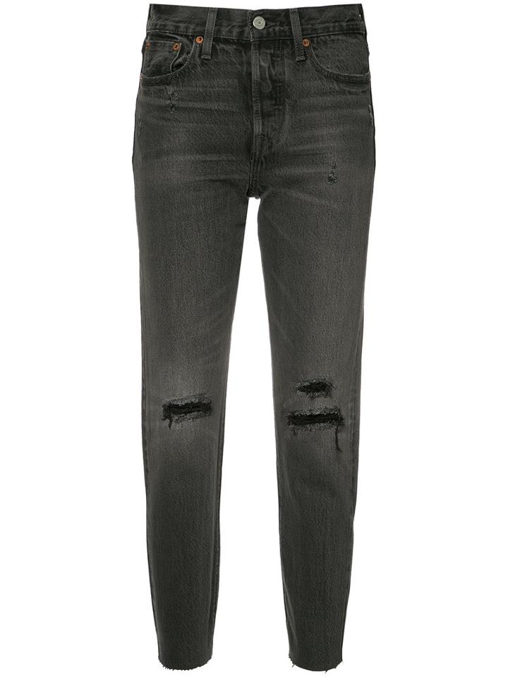 Levi's - High-rise Ripped Cropped Jeans - Women - Cotton - 30, Black, Cotton