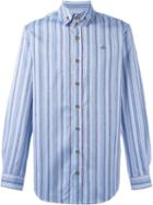 Vivienne Westwood Man Embroidered Logo Striped Shirt, Men's, Size: 52, Blue, Cotton