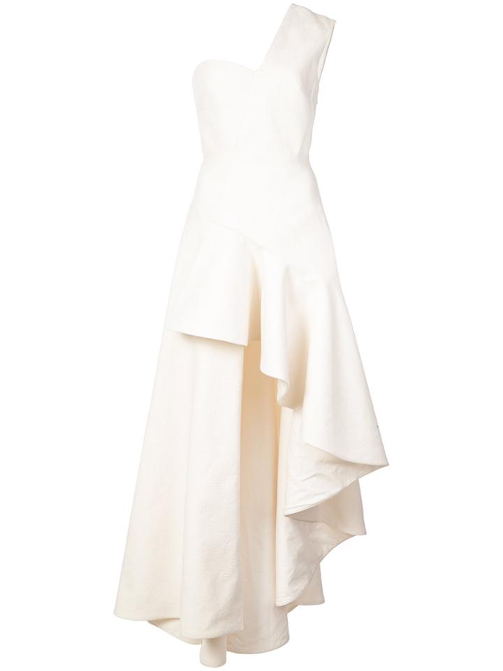 Delpozo One Shoulder Waterfall Dress - White