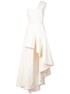 Delpozo One Shoulder Waterfall Dress - White