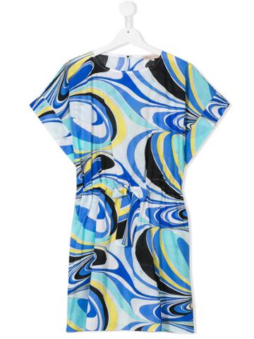 Emilio Pucci Junior Swirly Print Dress - Blue