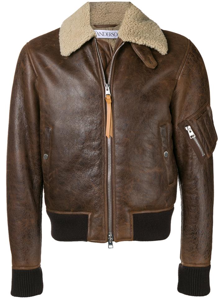 Jw Anderson Shearling Collar Jacket - Brown