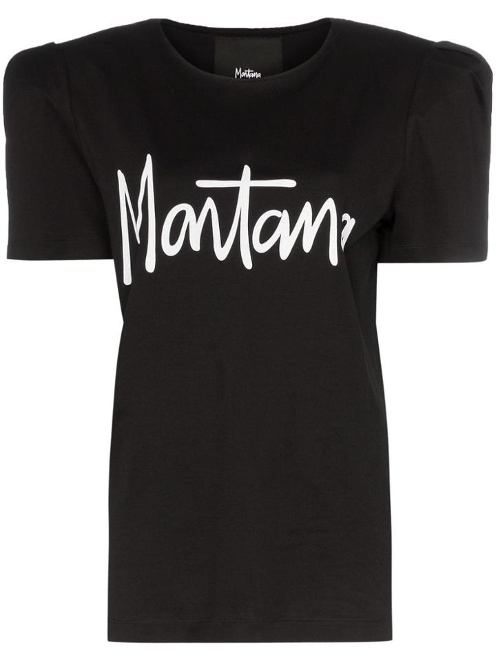 Montana X Montana Logo Print Padded Shoulder T-shirt - Black