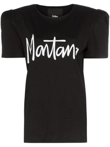 Montana X Montana Logo Print Padded Shoulder T-shirt - Black