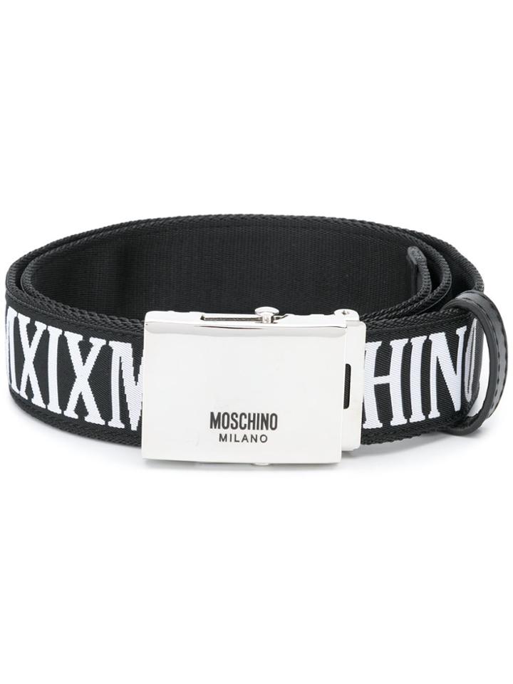 Moschino Grosgrain Logo Belt - Black