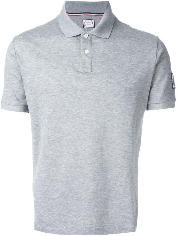 Moncler Gamme Bleu Classic Polo Shirt, Men's, Size: S, Grey, Cotton