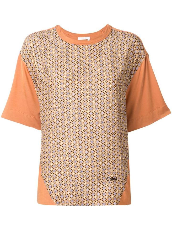 Chloé Geometric Print T-shirt - Brown