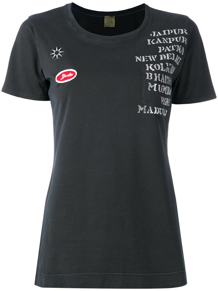 Mr & Mrs Italy Embellished Print Patch T-shirt - Black