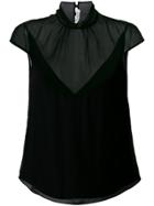 Olivier Theyskens Draped Neck Semi-sheer Blouse - Black