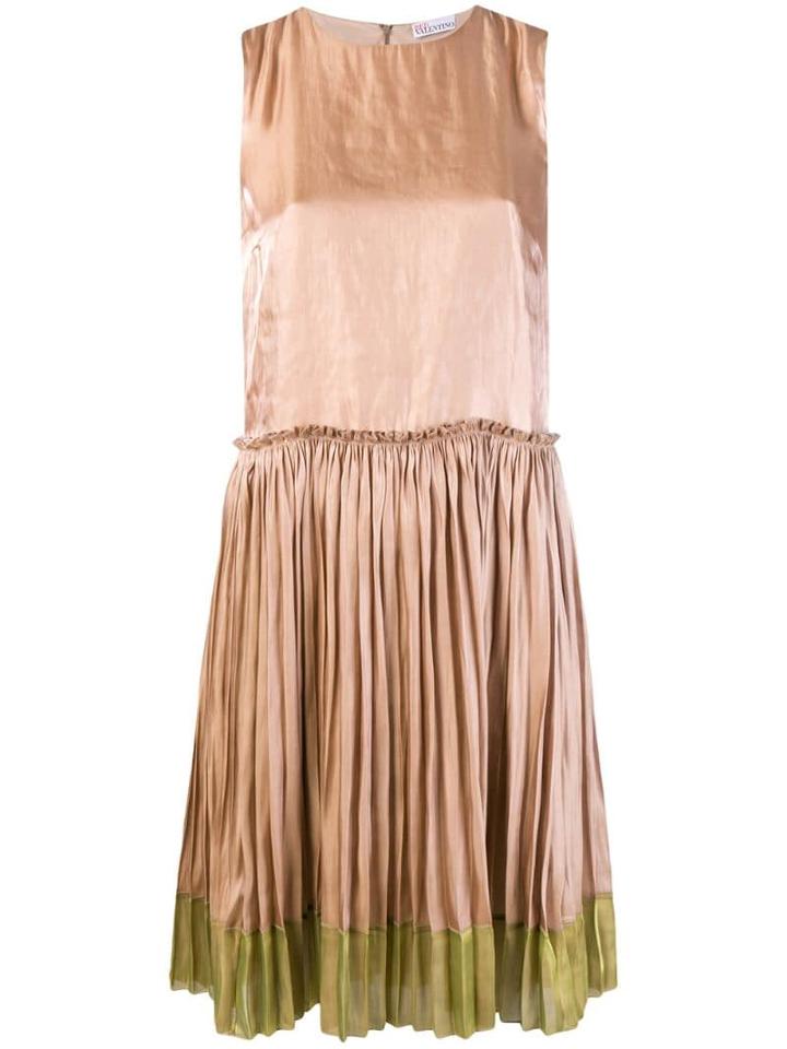 Red Valentino Pleated Shift Dress - Neutrals