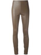 By Malene Birger 'elenasoo' Slip-on Skinny Trousers, Women's, Size: 38, Brown, Calf Leather