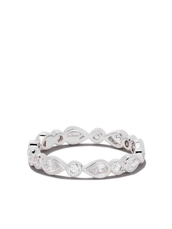 De Beers 18kt White Gold Petal Diamond Band