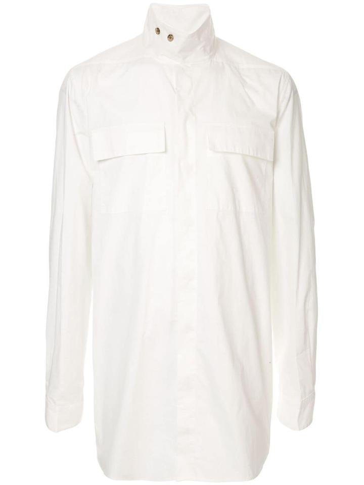 Rick Owens Button Mock Collar Shirt - White