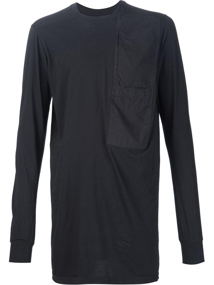 Rick Owens Drkshdw Pocket Detail Long Sleeve T-shirt, Men's, Size: Small, Black, Cotton