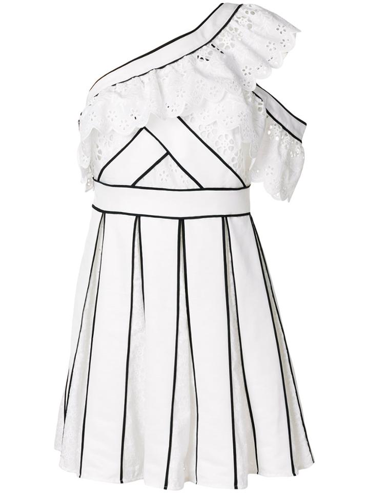 Self-portrait Ruffled Panel Dress - White