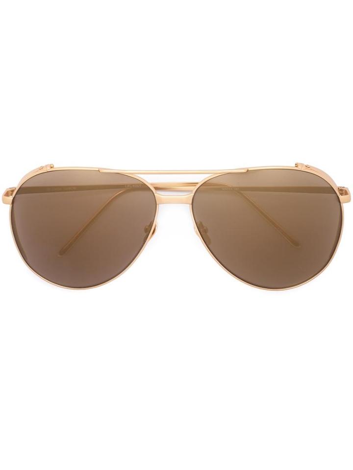 Linda Farrow Aviator Sunglasses, Adult Unisex, Grey, Gold Plated Titanium