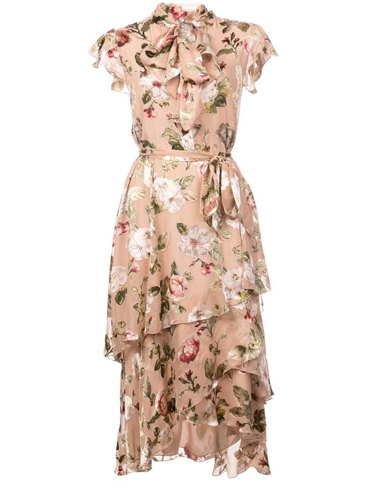 Alice+olivia Lavenia Asymmetric Tiered Dress - Nude & Neutrals