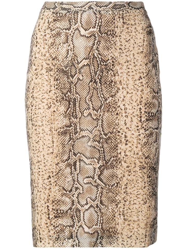 Dolce & Gabbana Pre-owned Snakeskin Effect Pencil Skirt - Neutrals