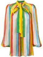 Dolce & Gabbana Rainbow Stripe Blouse With Pussy Bow - Multicolour