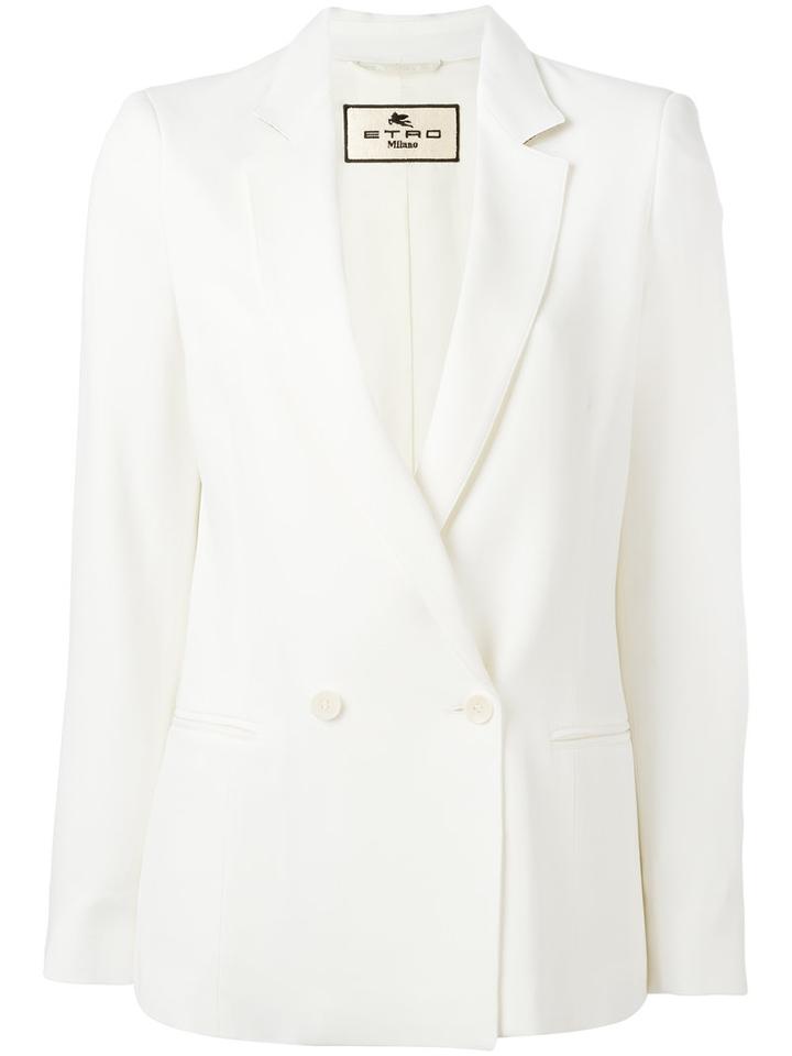 Etro Double-breasted Blazer, Women's, Size: 46, White, Spandex/elastane/acetate/viscose
