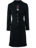 John Galliano Vintage Raw Edge Fitted Jacket And Skirt Suit, Women's, Size: 38, Black