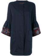 Bazar Deluxe Embroidered Sleeve Coat, Women's, Size: 42, Blue, Cotton/spandex/elastane