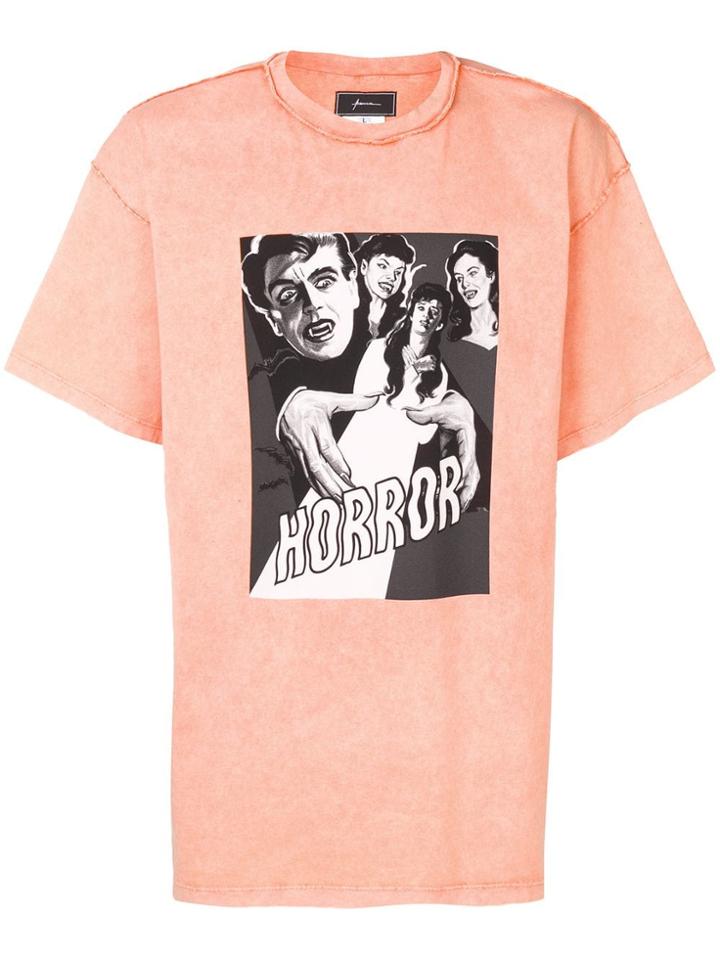 Paura Printed Crew Neck T-shirt - Orange