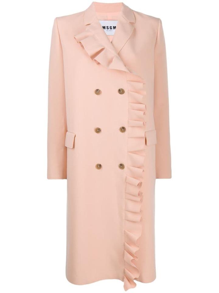Msgm Coat With Ruffled Detail - Pink