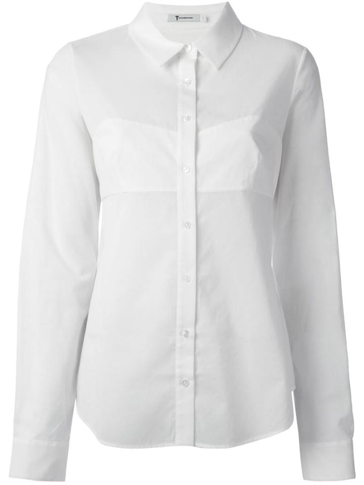 T By Alexander Wang Bra Insert Shirt, Women's, Size: 2, White, Cotton/polyester