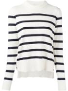 Moncler Striped Long Sleeve Jumper, Women's, Size: Large, White, Virgin Wool